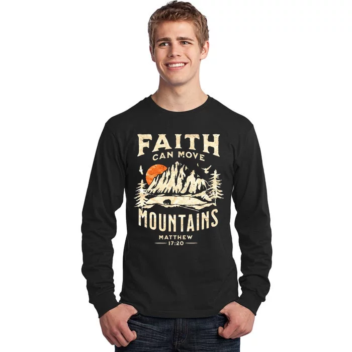 Vintage Faith Can Move Mountains Christian Tall Long Sleeve T-Shirt