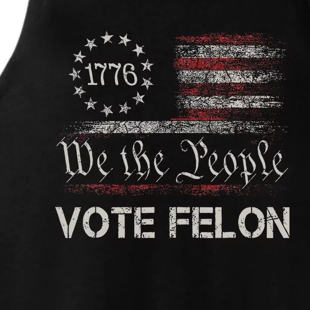 Vote Felon Convicted Felon Funny Pro Trump 2024 Usa Flag Ladies Tri-Blend Wicking Tank