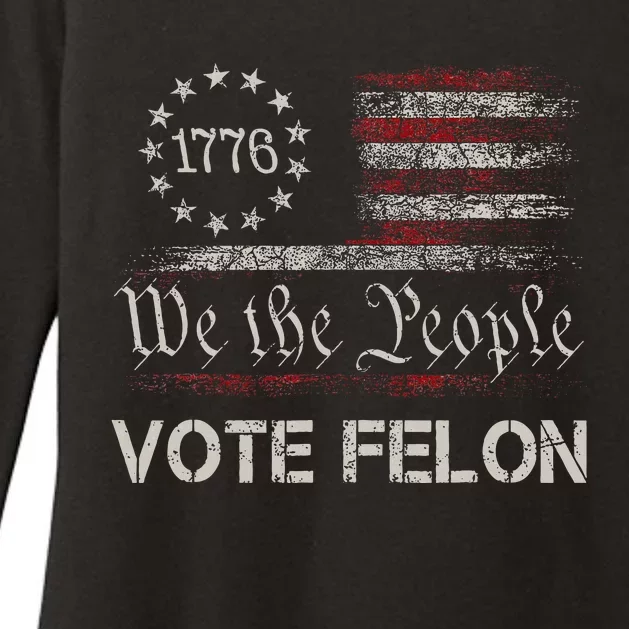 Vote Felon Convicted Felon Funny Pro Trump 2024 Usa Flag Womens CVC Long Sleeve Shirt