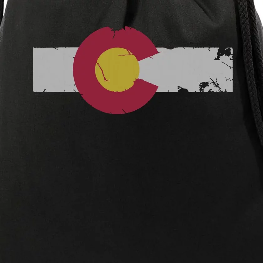 Vintage Fade Colorado Flag Drawstring Bag