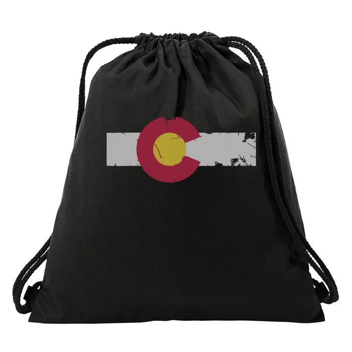 Vintage Fade Colorado Flag Drawstring Bag