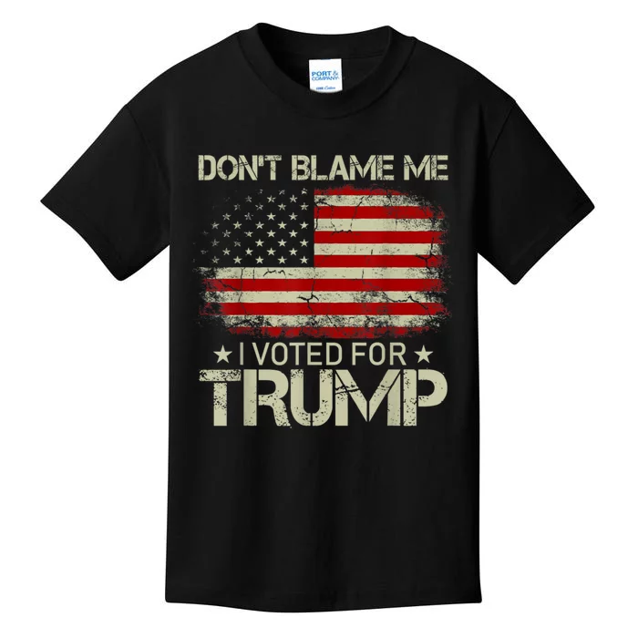 Vintage Funny Don't Blame Me I Voted For Trump USA Flag Patriots Kids T-Shirt