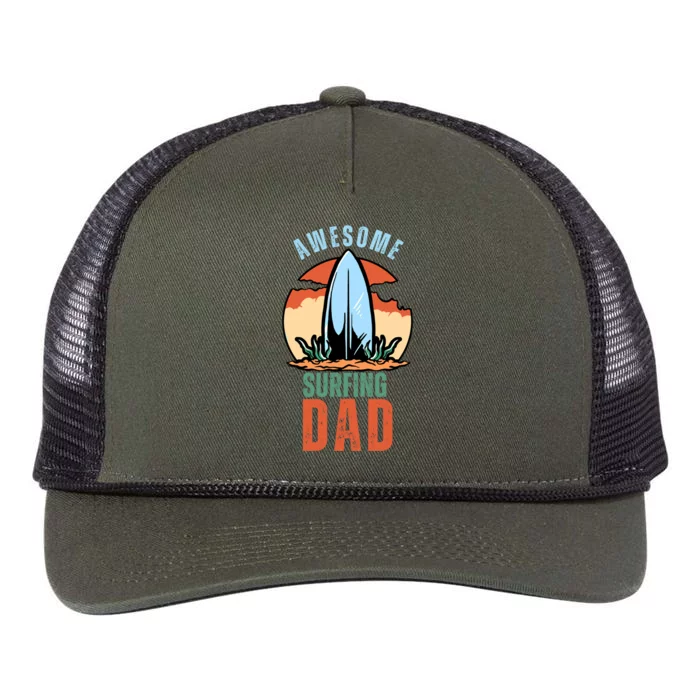 Vintage Fathers Day Awesome Surfing Dad Ever Gift Retro Rope Trucker Hat Cap