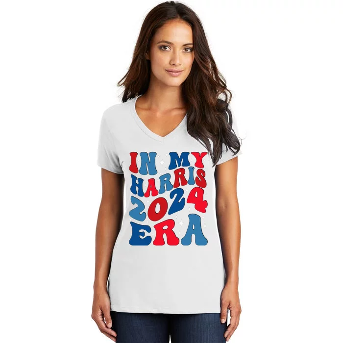 Vote For Democracy Vote Kamala Harris In My Harris Era 2024 Women's V-Neck T-Shirt