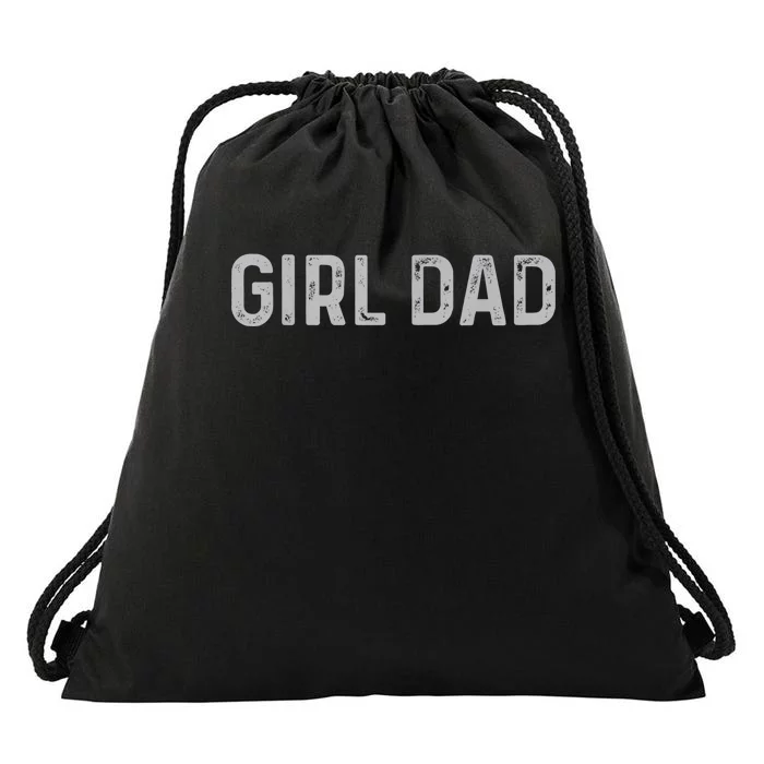 Vintage Fathers Day Girl Dad Shirt  Proud Father of girl Drawstring Bag