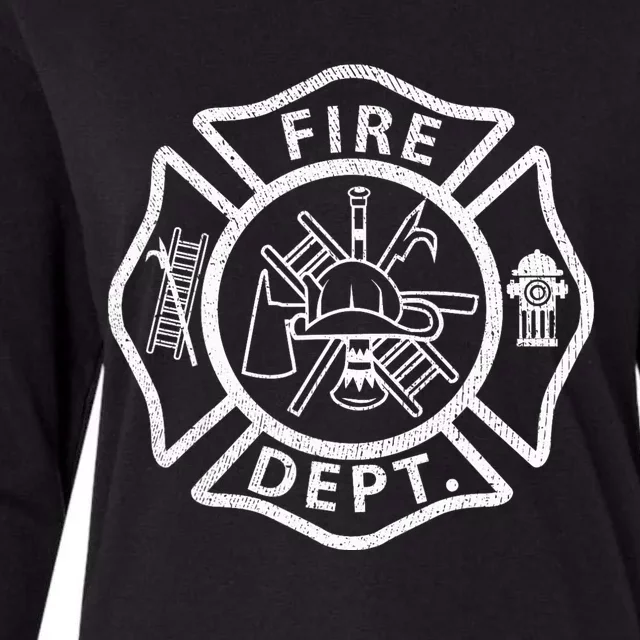 Vintage Fire Department Uniform Fireman Firefighter Womens Cotton Relaxed Long Sleeve T-Shirt