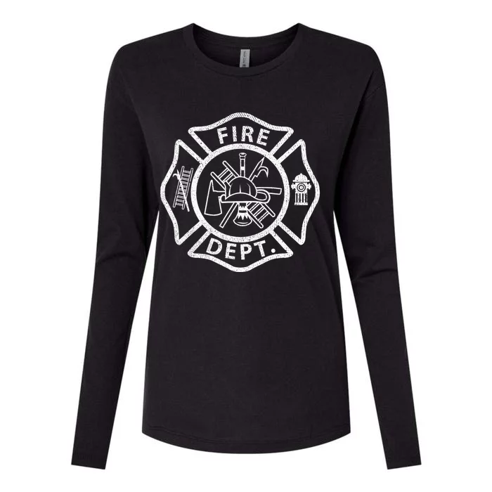 Vintage Fire Department Uniform Fireman Firefighter Womens Cotton Relaxed Long Sleeve T-Shirt