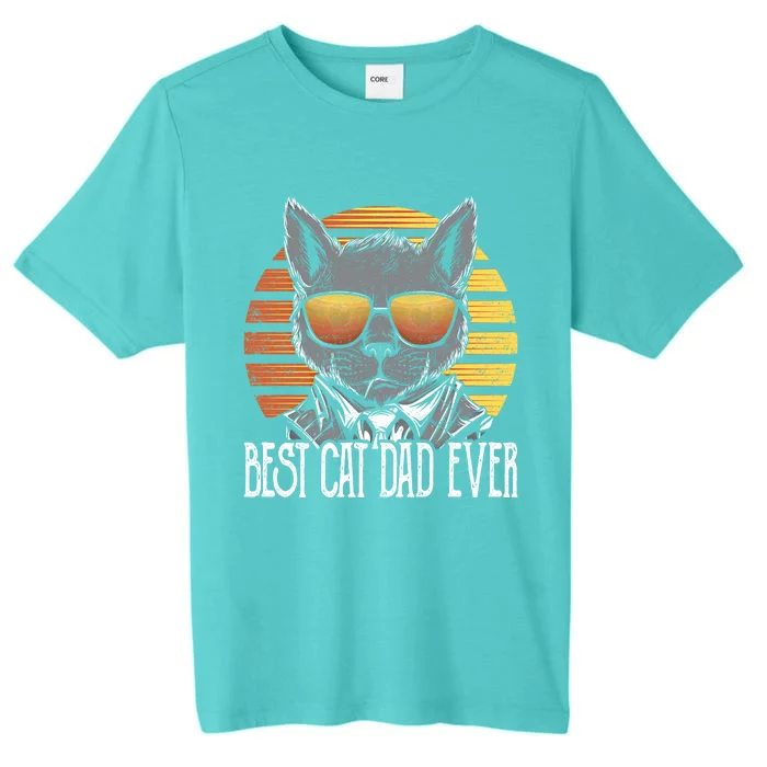 Vintage Fathers Day Funny Cat Lovers Gift Best Cat Dad Ever Meaningful Gift ChromaSoft Performance T-Shirt