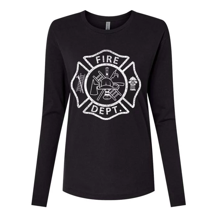 Vintage Fire Department Uniform Fireman Firefighter Womens Cotton Relaxed Long Sleeve T-Shirt