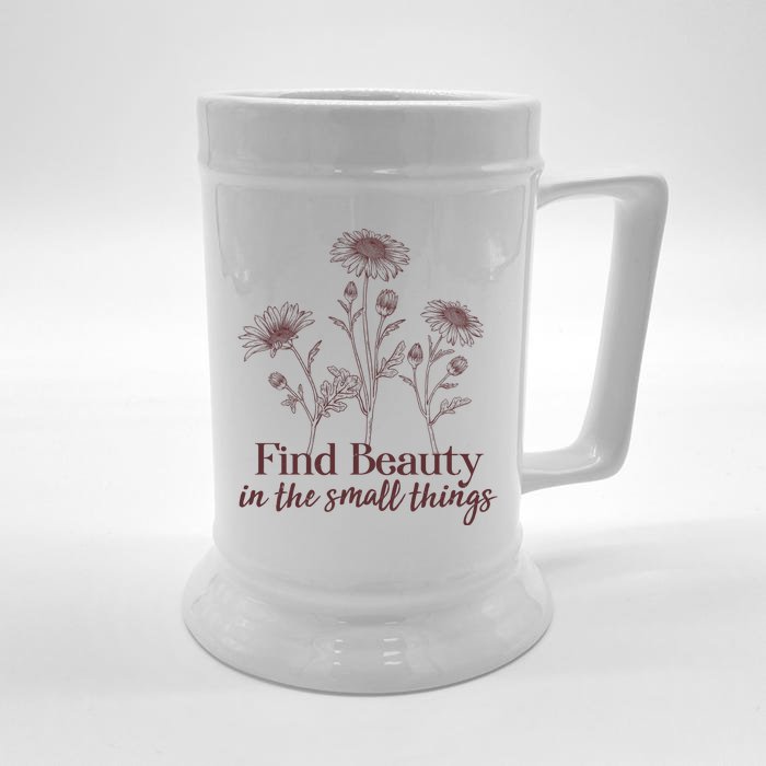 Vintage Floral Daisies Find Beauty In The Small Things Front & Back Beer Stein