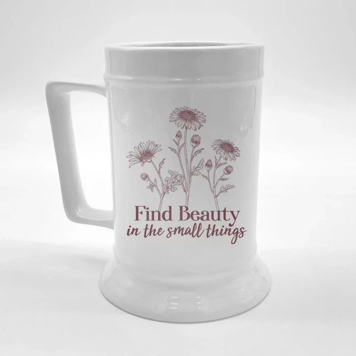 Vintage Floral Daisies Find Beauty In The Small Things Front & Back Beer Stein