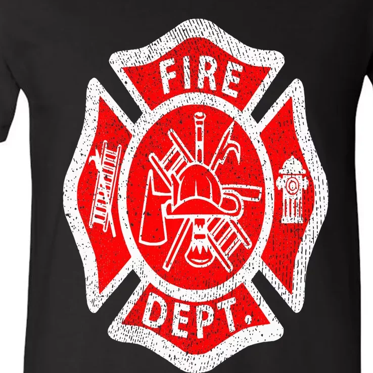 Vintage Fire Department Uniform Fireman Firefighter V-Neck T-Shirt