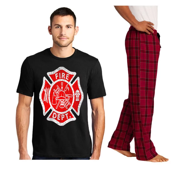 Vintage Fire Department Uniform Fireman Firefighter Pajama Set