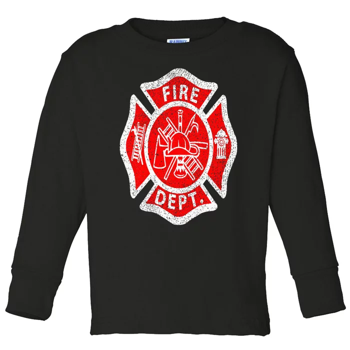 Vintage Fire Department Uniform Fireman Firefighter Toddler Long Sleeve Shirt