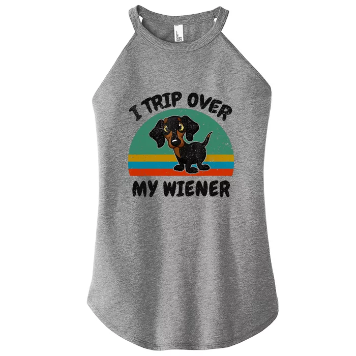 Vintage Funny Dachshund I Trip Over My Weiner Dog Gift Women’s Perfect Tri Rocker Tank