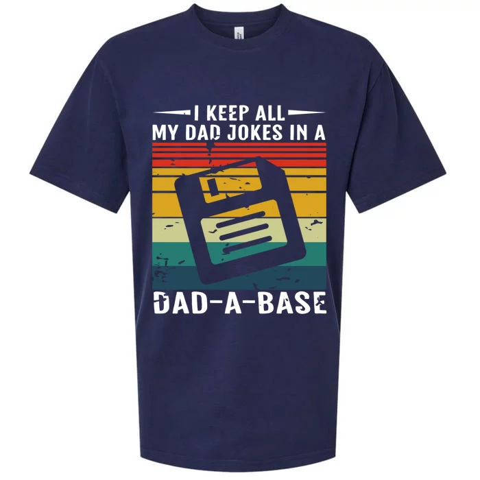 Vintage Fathers Day I Keep All My Dad Jokes In Dadgiftagiftbase Cool Gift Sueded Cloud Jersey T-Shirt