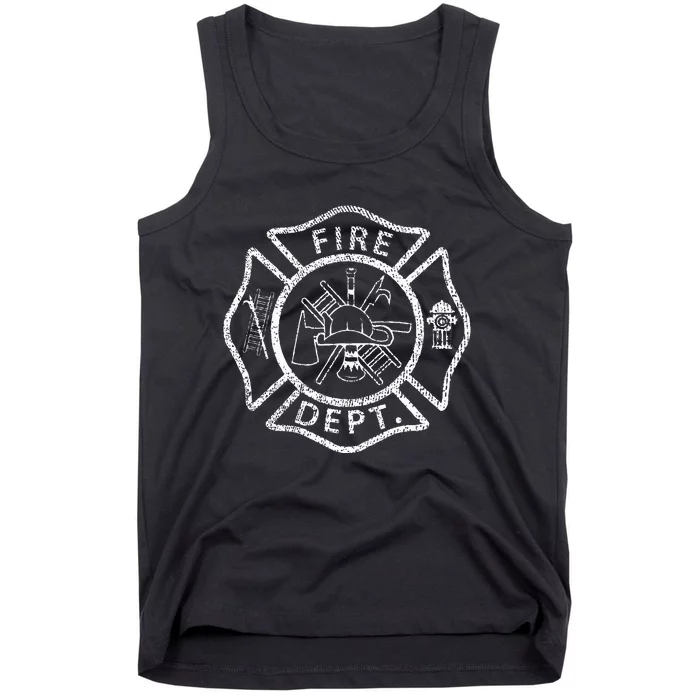 Vintage Fire Department Uniform Fireman Firefighter Tank Top