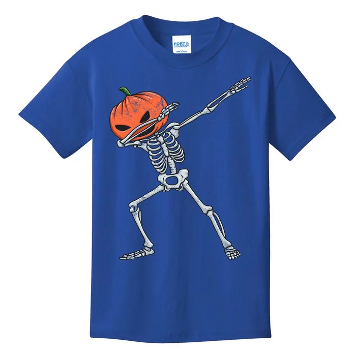 Vintage Funny Dabbing Skeleton Pumpkin Head Halloween Dab Gift Kids T-Shirt