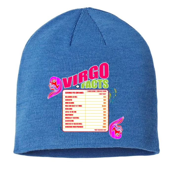 Virgo Facts Daily Serving Per Container Funny Virgo Zodiac Cute Gift 8 1/2in Sustainable Knit Beanie