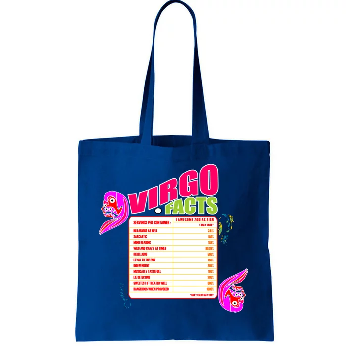 Virgo Facts Daily Serving Per Container Funny Virgo Zodiac Cute Gift Tote Bag