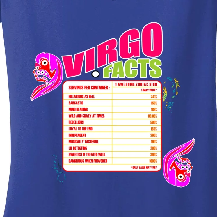 Virgo Facts Daily Serving Per Container Funny Virgo Zodiac Cute Gift Women's V-Neck T-Shirt