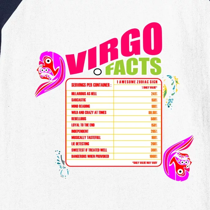 Virgo Facts Daily Serving Per Container Funny Virgo Zodiac Cute Gift Baseball Sleeve Shirt