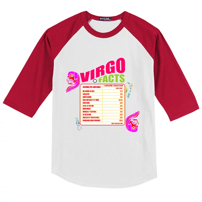 Virgo Facts Daily Serving Per Container Funny Virgo Zodiac Cute Gift Kids Colorblock Raglan Jersey