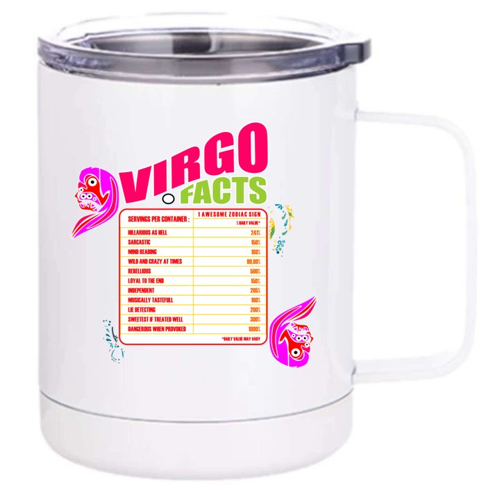 Virgo Facts Daily Serving Per Container Funny Virgo Zodiac Cute Gift Front & Back 12oz Stainless Steel Tumbler Cup