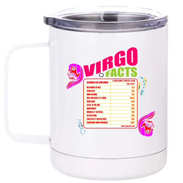 Virgo Facts Daily Serving Per Container Funny Virgo Zodiac Cute Gift Front & Back 12oz Stainless Steel Tumbler Cup