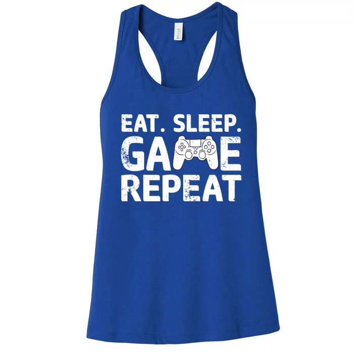 Vintage Funny Eat Sleep Game Repeat Gaming Gift Women's Racerback Tank