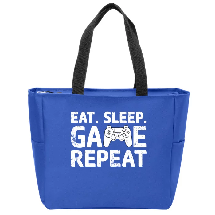 Vintage Funny Eat Sleep Game Repeat Gaming Gift Zip Tote Bag