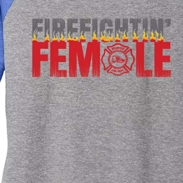 Volunteer Firefighter Emblem Logo Gift Fire Fighting Female Gift Women's Tri-Blend 3/4-Sleeve Raglan Shirt