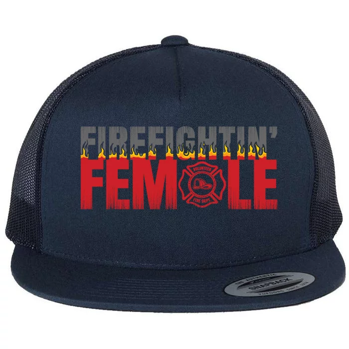 Volunteer Firefighter Emblem Logo Gift Fire Fighting Female Gift Flat Bill Trucker Hat