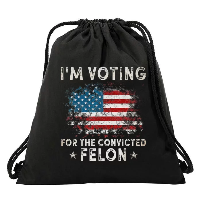 Voting For Felon Trump 2024 Political Drawstring Bag