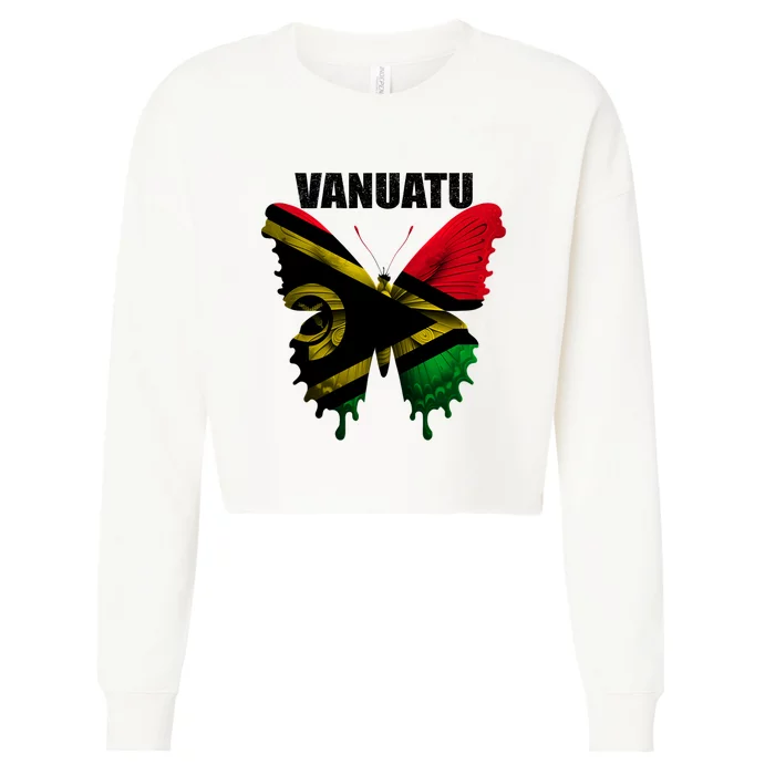 Vanuatu Flag For Proud Patriots Funny Gift Cropped Pullover Crew