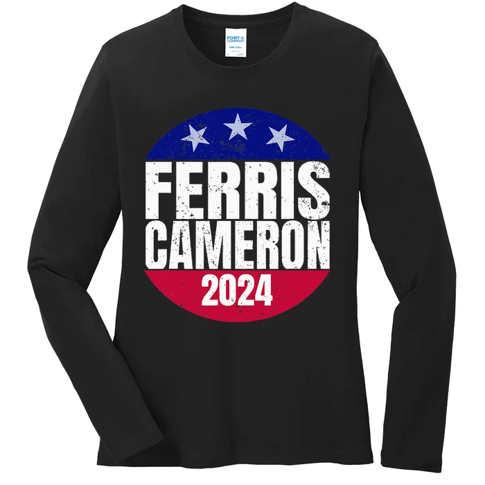 Vote For Ferris Cameron 2024 Election Funny Save Ladies Long Sleeve Shirt