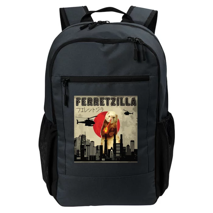 Vintage Funny Ferret Japanese Sunset Style Ferretzilla Daily Commute Backpack