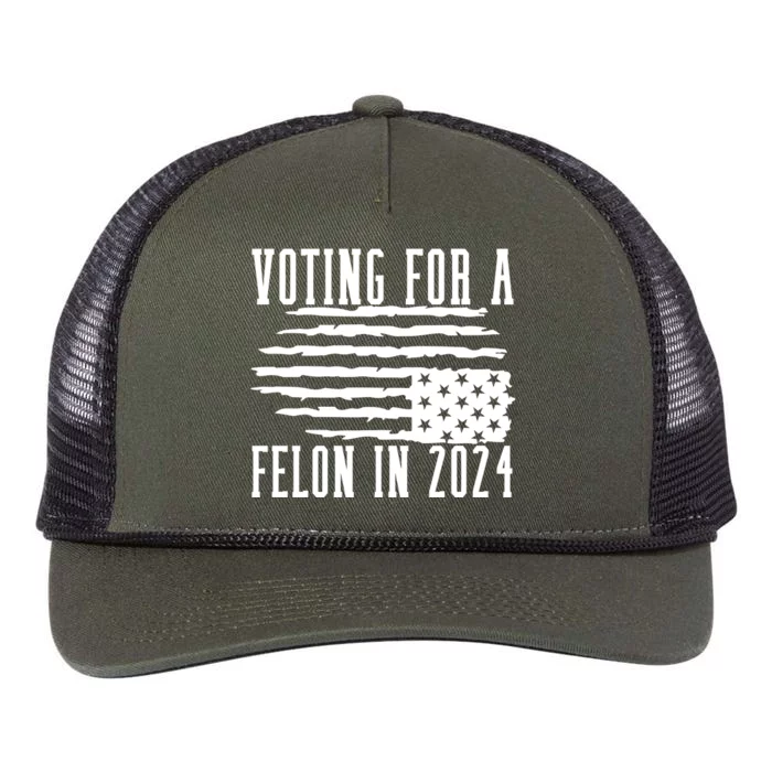 Voting For Felon Trump 2024 Donald Trump Retro Rope Trucker Hat Cap