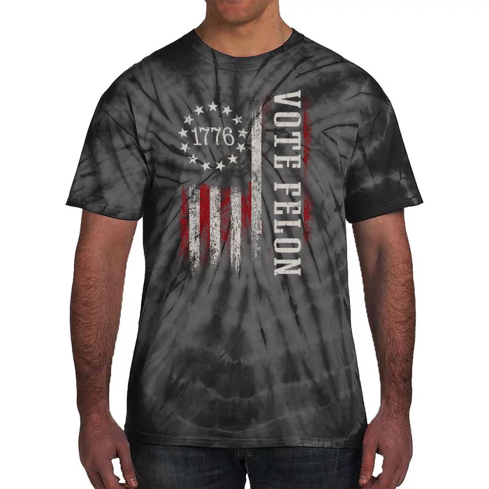 Vote Felon Funny Trump 2024 Convicted Felon Tie-Dye T-Shirt