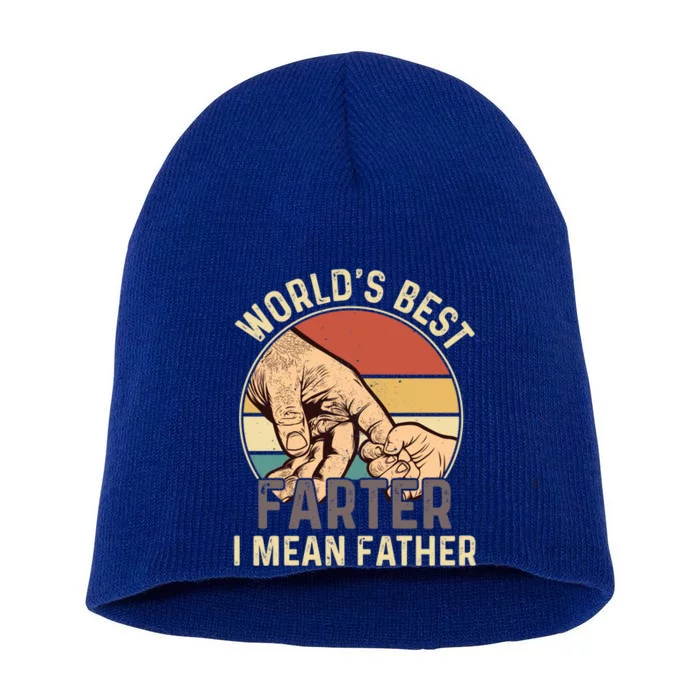 Vintage Father Funny Fathers Day Worlds Best Father Cool Gift Short Acrylic Beanie