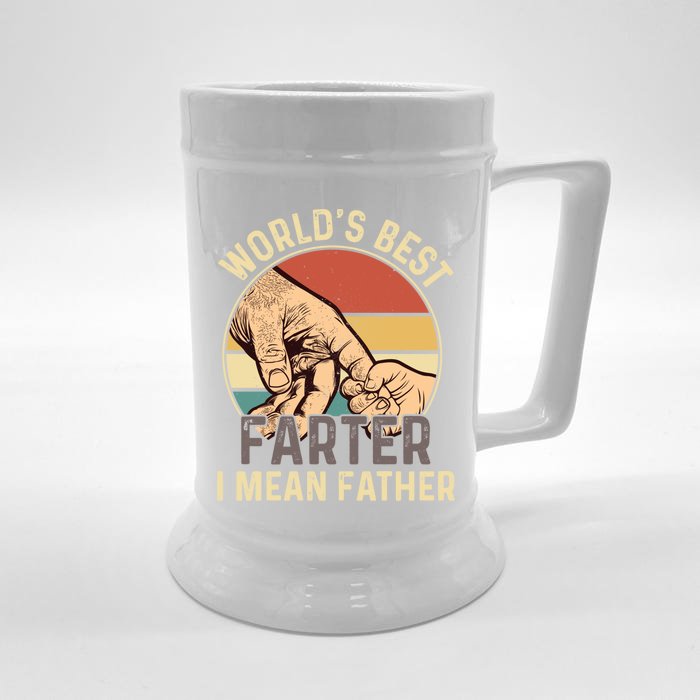 Vintage Father Funny Fathers Day Worlds Best Father Cool Gift Front & Back Beer Stein