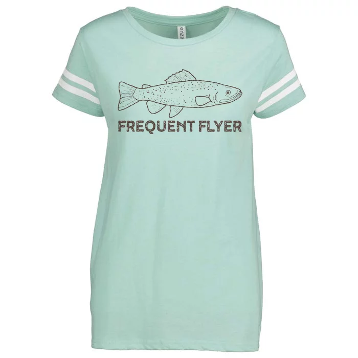 Vintage Fly Fishing Frequent Flyer Trout Fishing Enza Ladies Jersey Football T-Shirt