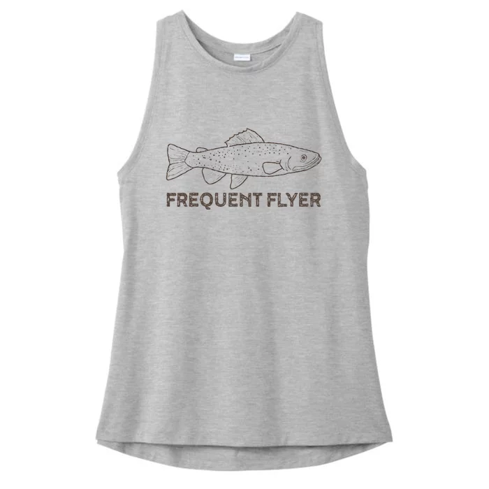 Vintage Fly Fishing Frequent Flyer Trout Fishing Ladies Tri-Blend Wicking Tank