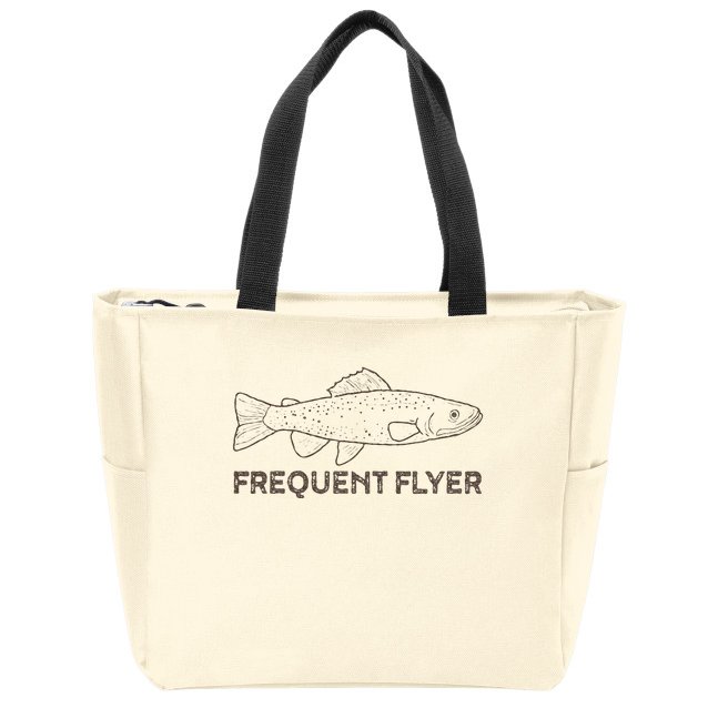 Vintage Fly Fishing Frequent Flyer Trout Fishing Zip Tote Bag
