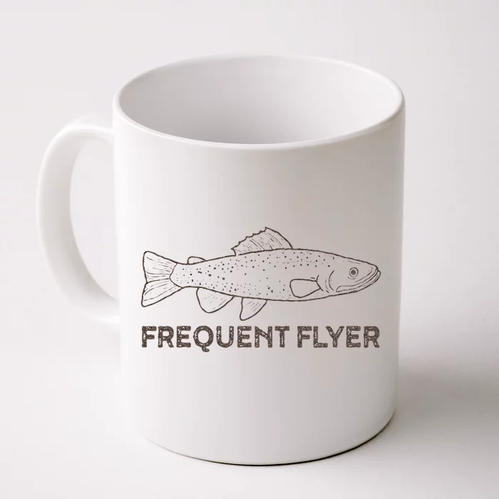 Vintage Fly Fishing Frequent Flyer Trout Fishing Front & Back Coffee Mug