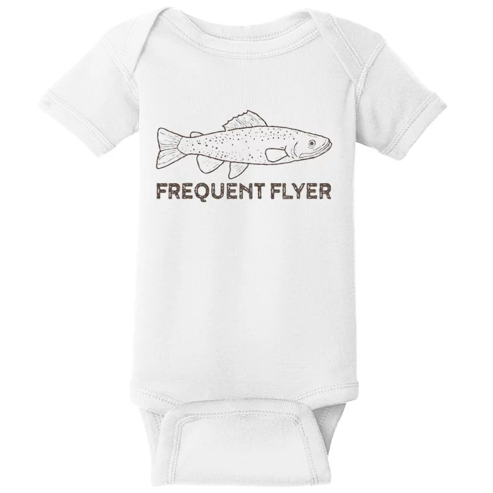 Vintage Fly Fishing Frequent Flyer Trout Fishing Baby Bodysuit