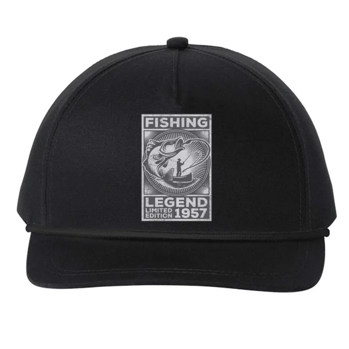 Vintage Fish Fisherman Bass Fishing Legend 1957 Birthday Snapback Five-Panel Rope Hat