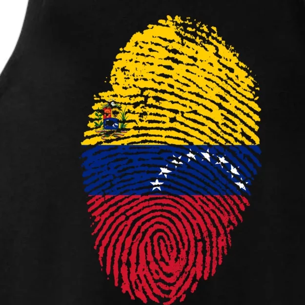 Venezuela Flag Fingerprint Great Gift Ladies Tri-Blend Wicking Tank