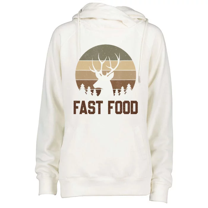 Vintage Fast Food Hunter Deer Hunting Womens Funnel Neck Pullover Hood