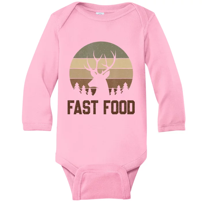 Vintage Fast Food Hunter Deer Hunting Baby Long Sleeve Bodysuit